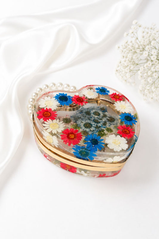 Cartera Corazón USA de margaritas reales + POPSOCKET