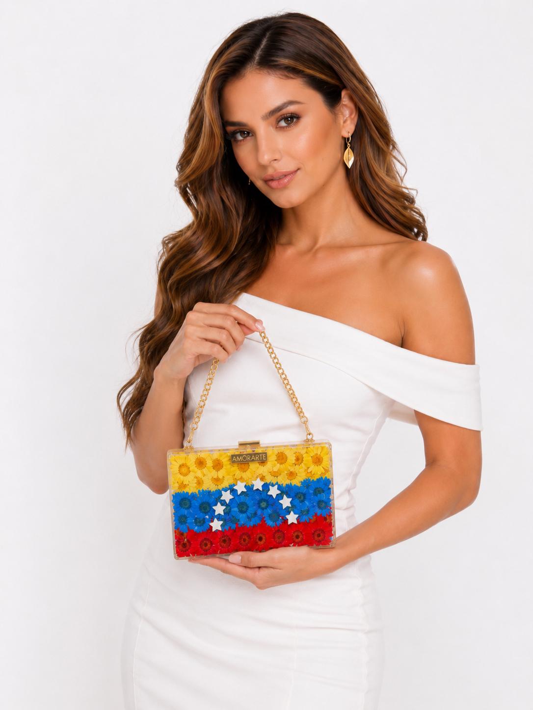 Cartera de margaritas reales tricolor