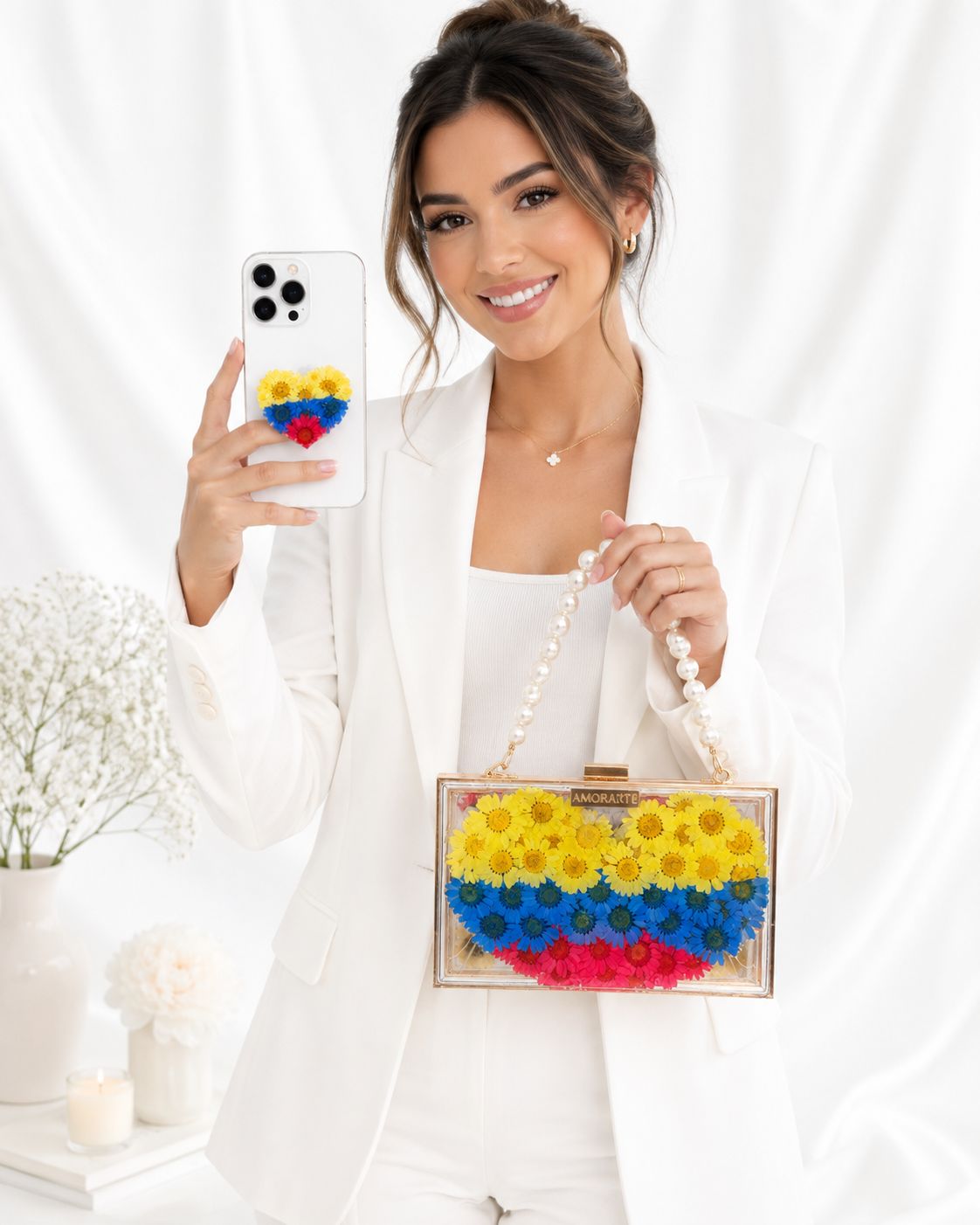 Ceatera Colombia de margaritas reales + POPSOCKET
