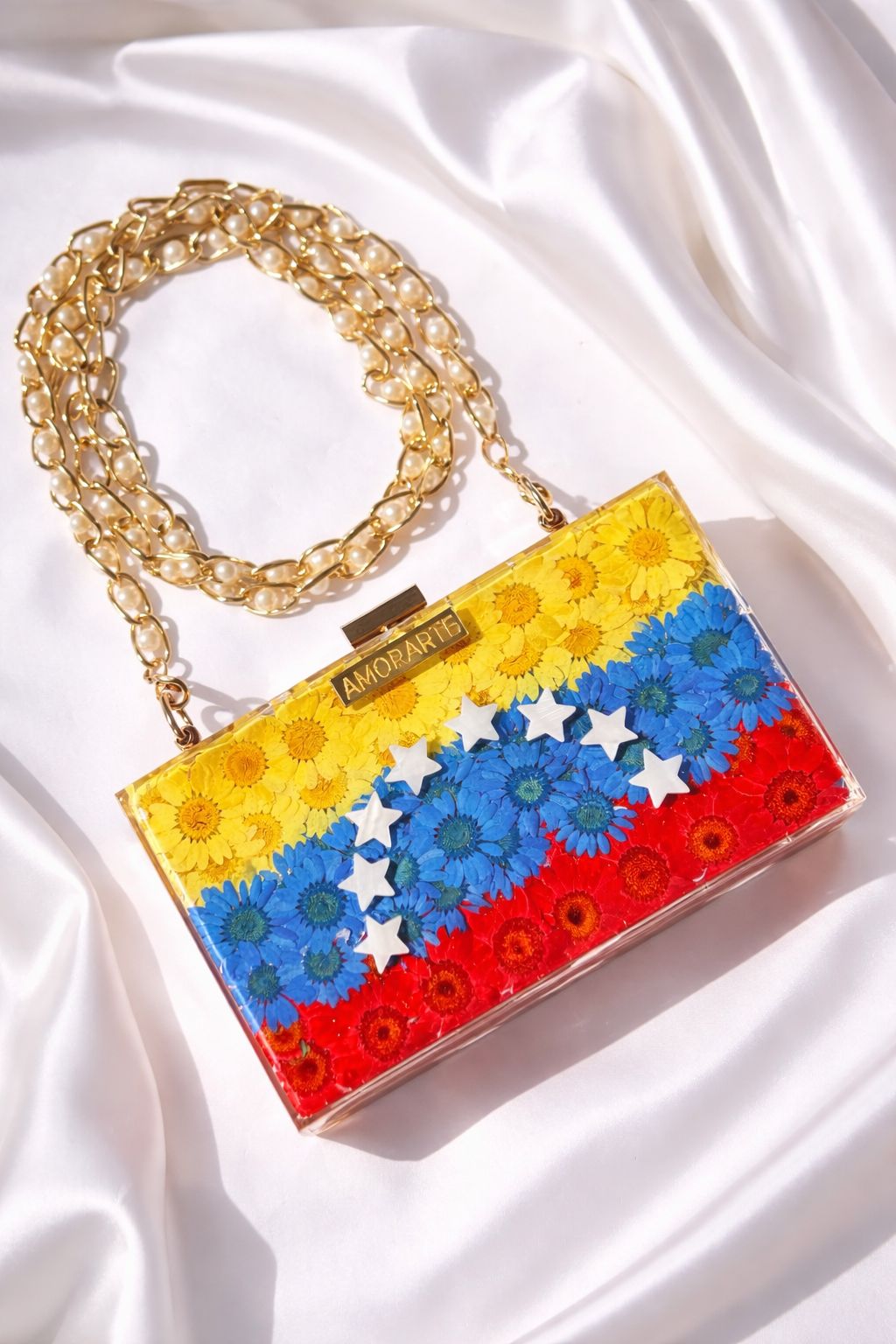 Cartera de margaritas reales tricolor