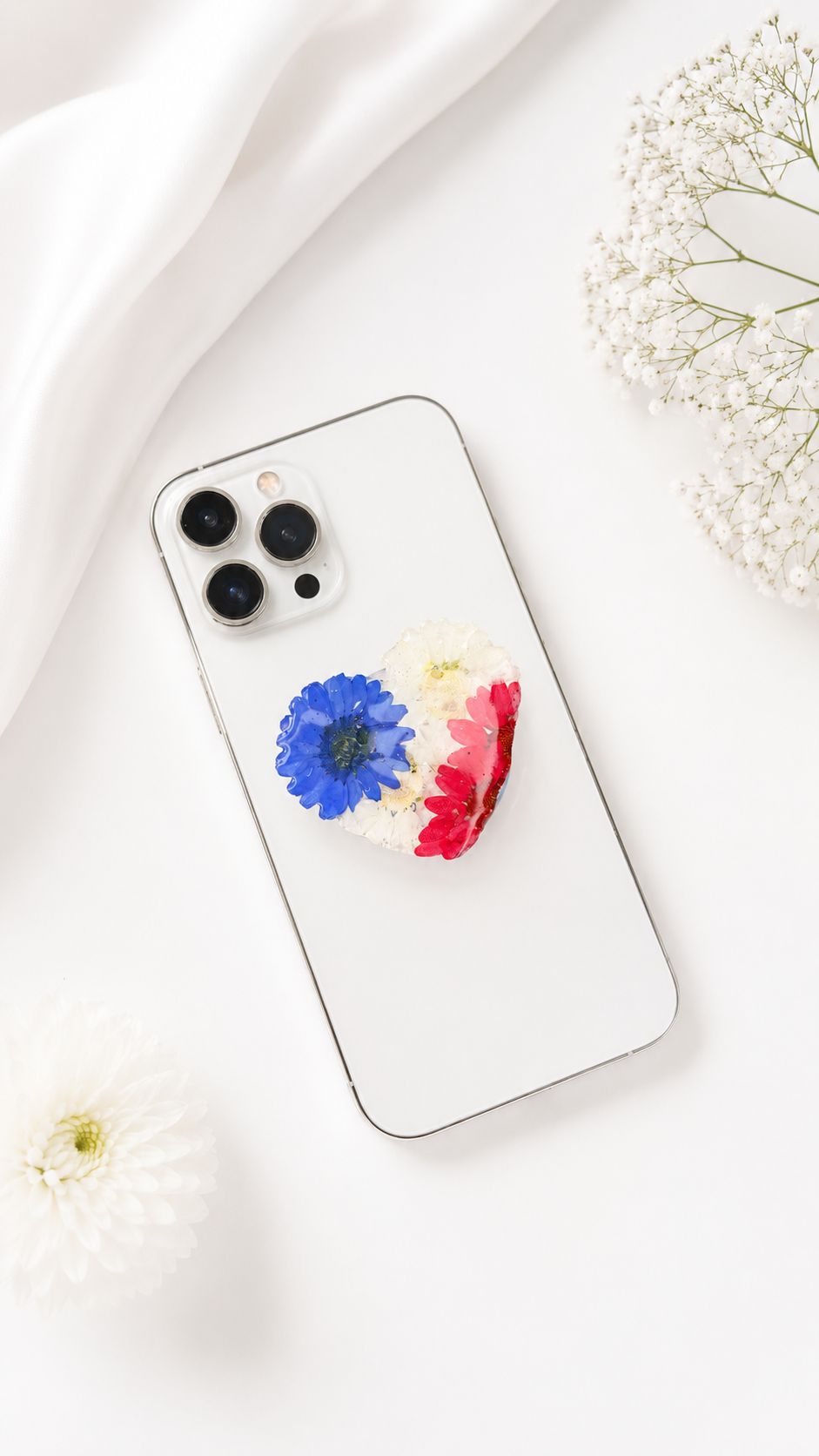 Cartera USA Corazón de margaritas reales + POPSOCKET