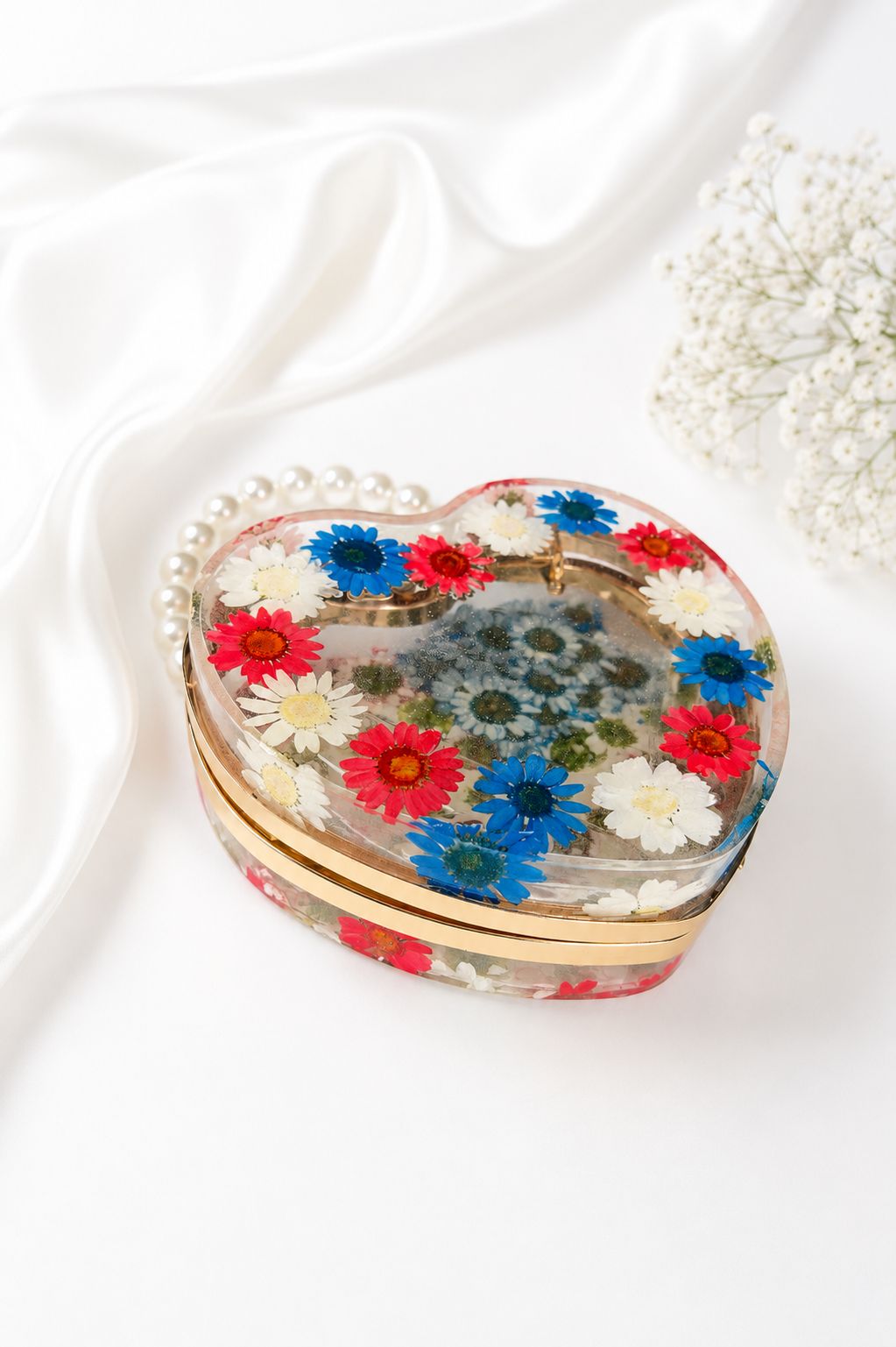 Cartera USA Corazón de margaritas reales + POPSOCKET
