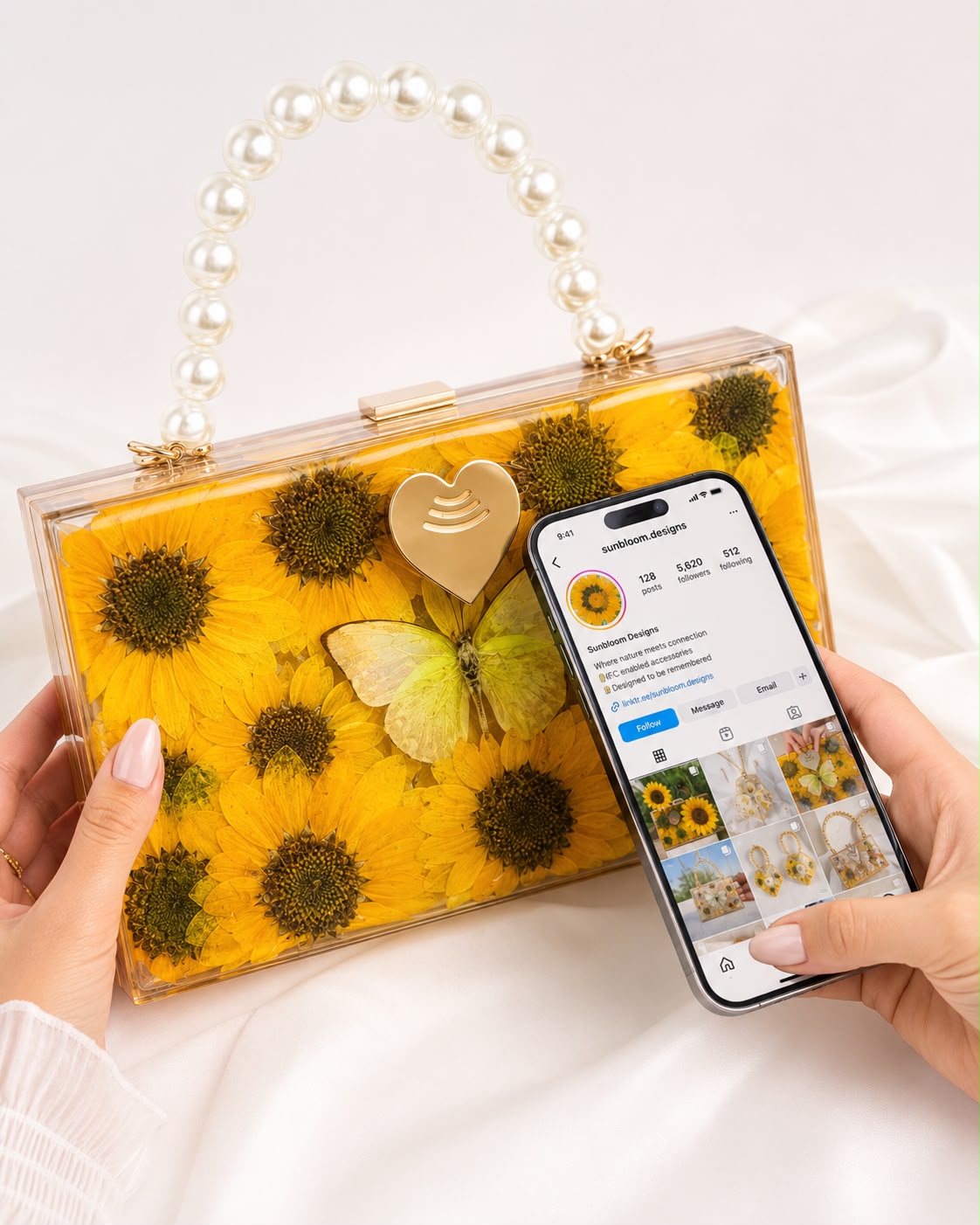 CARTERA PERSONALIZADA INTELIGENTE Girasoles y mariposas reales