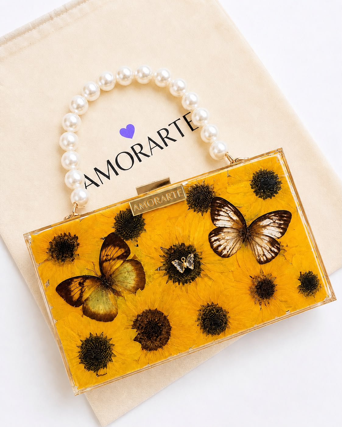 CARTERA PERSONALIZADA INTELIGENTE Girasoles y mariposas reales