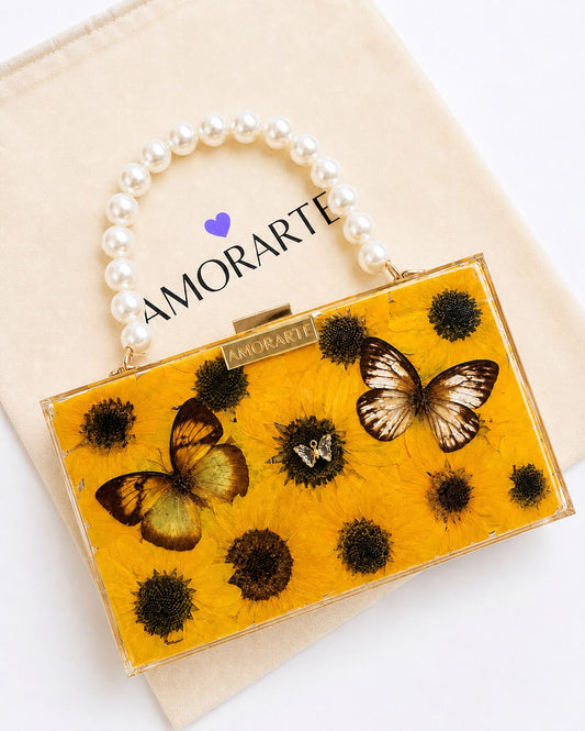 CARTERA PERSONALIZADA INTELIGENTE Girasoles y mariposas reales